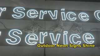 expose neon channel letter sign for outdoor